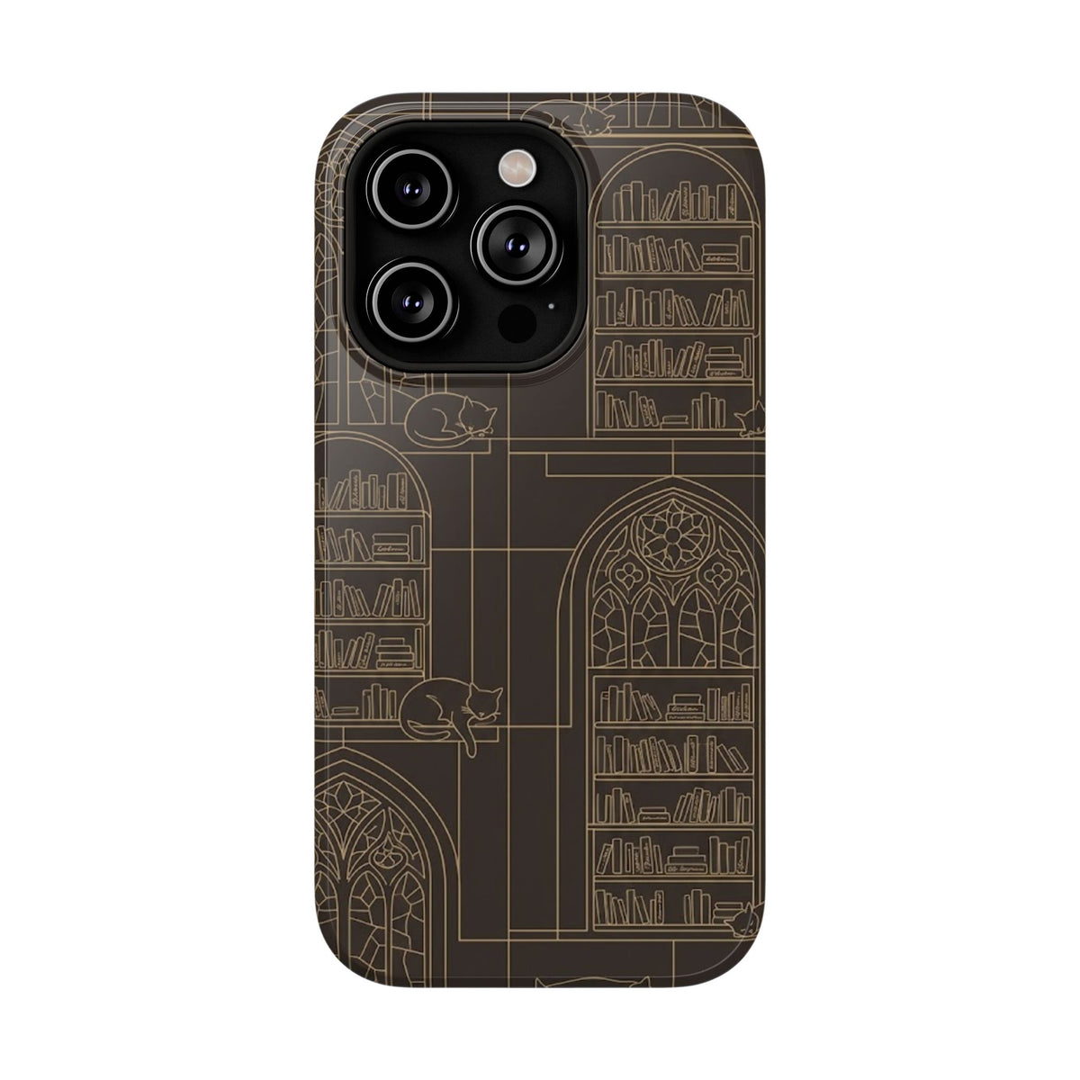 Cat Library Bookshelf Phone Case