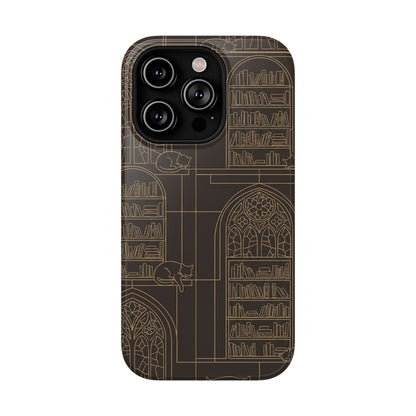 Cat Library Bookshelf Phone Case