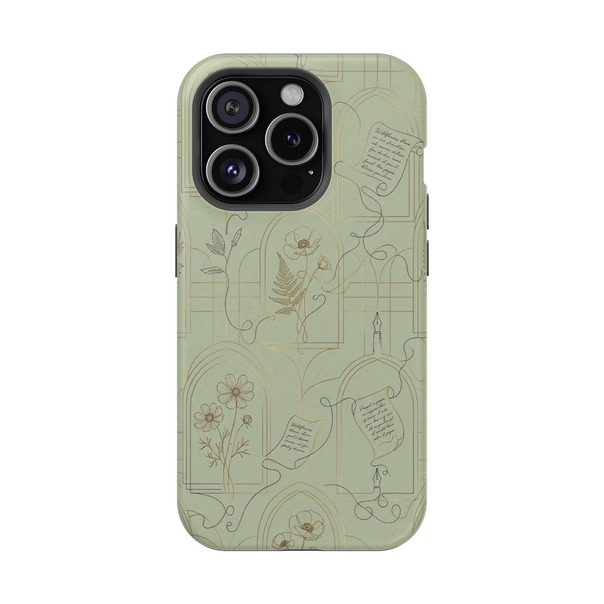 Vintage Botanical Script Design - Impact Resistant Phone Case