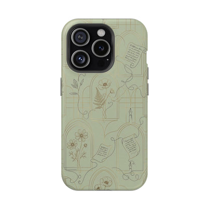 Vintage Botanical Script Design - Impact Resistant Phone Case