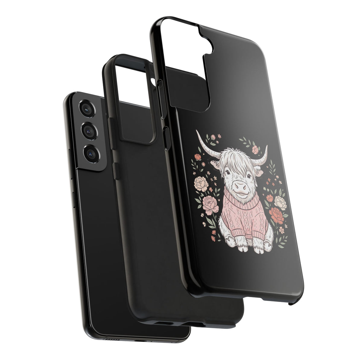 Highland Cow Floral Tough Phone Case