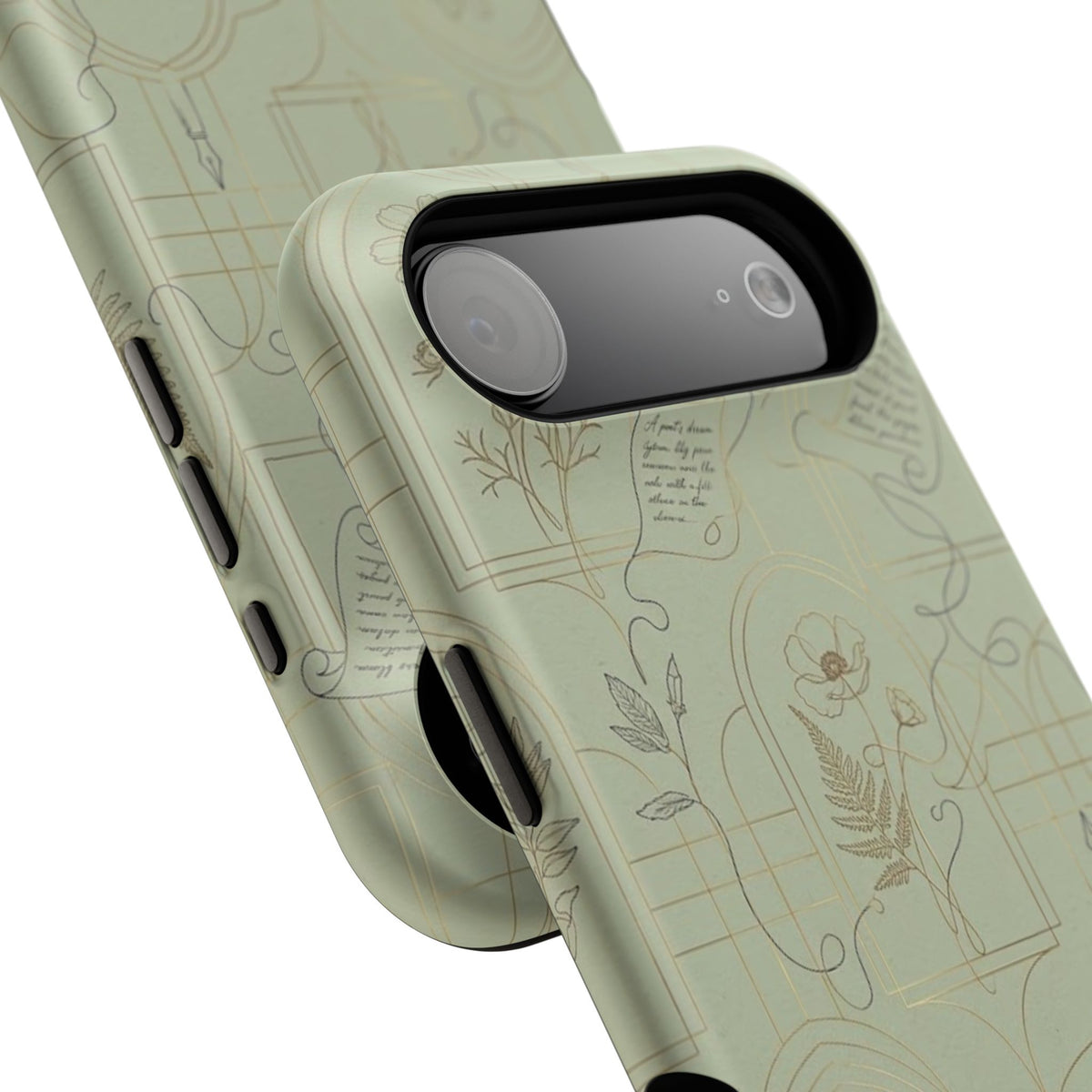 Vintage Botanical Script Design - Impact Resistant Phone Case