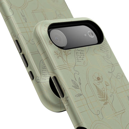Vintage Botanical Script Design - Impact Resistant Phone Case