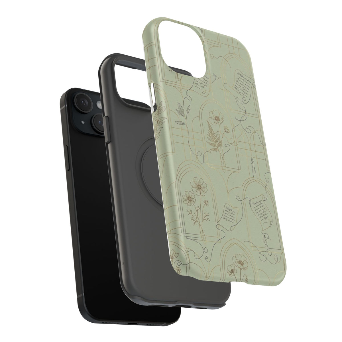 Vintage Botanical Script Design - Impact Resistant Phone Case