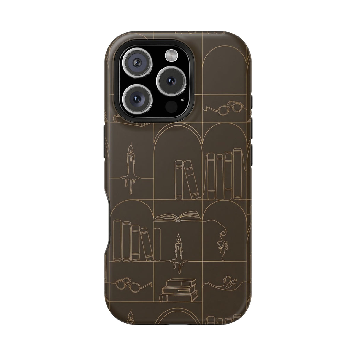 Vintage Library Books & Candle Pattern - Impact-Resistant Phone Case