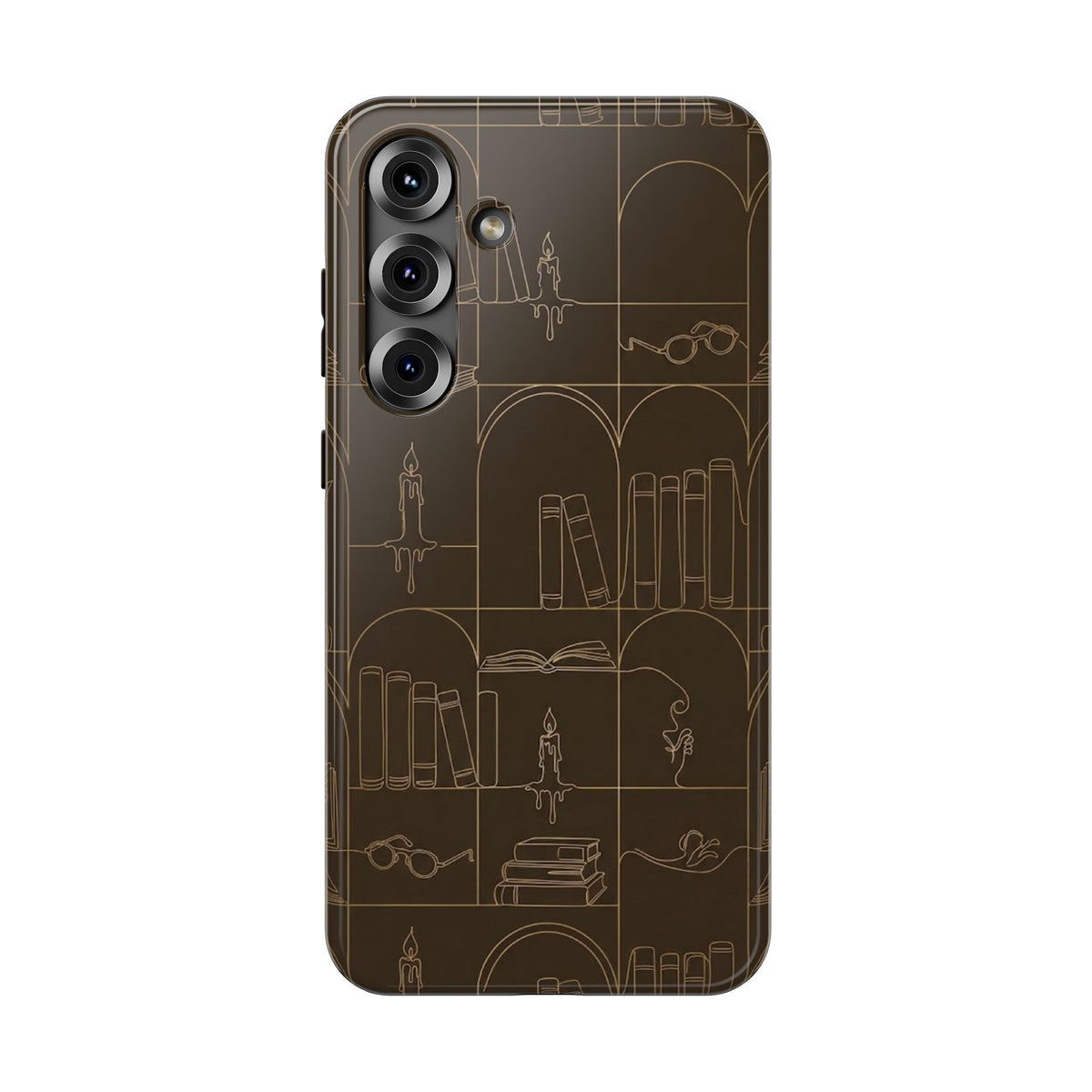 Vintage Library Books & Candle Pattern - Impact-Resistant Phone Case