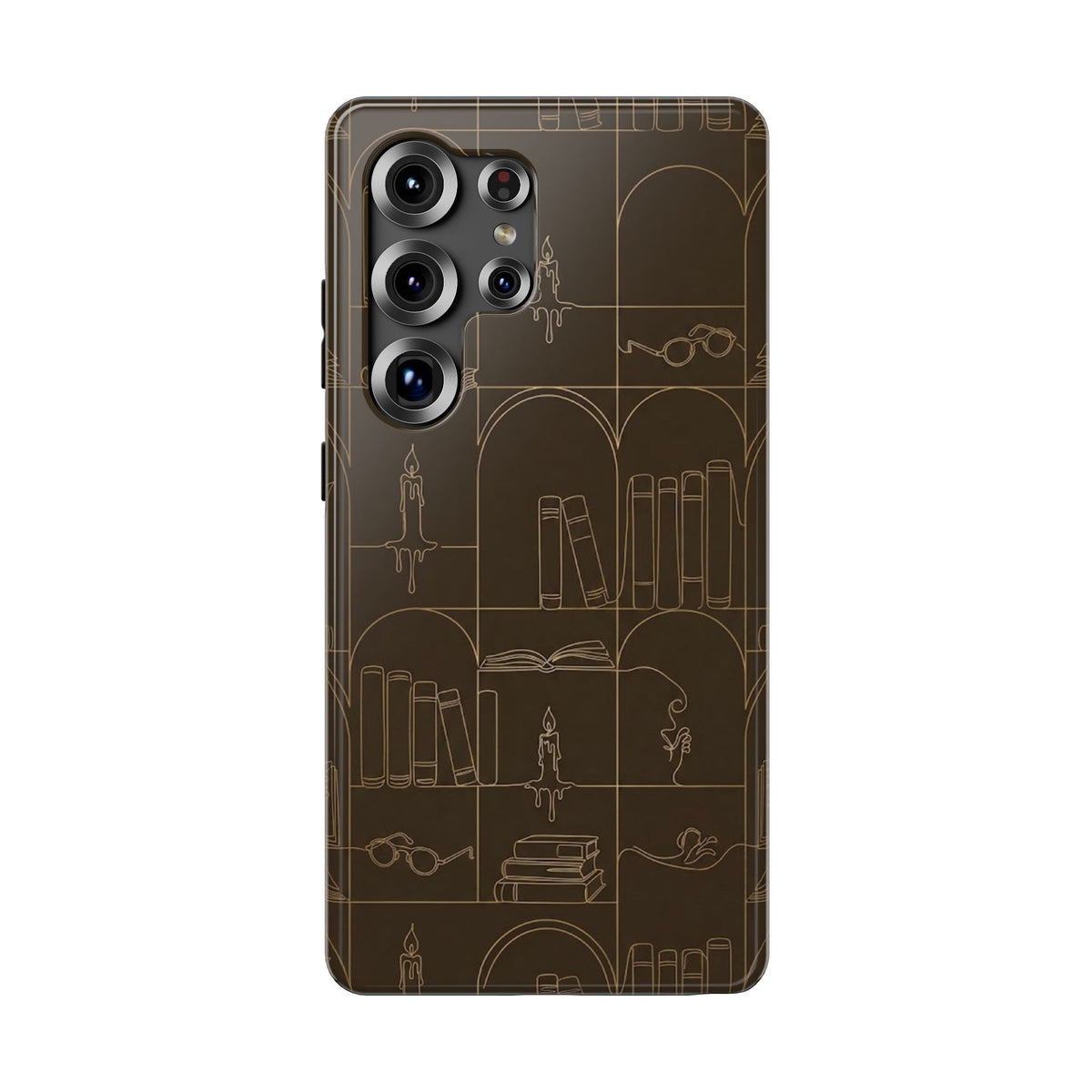 Vintage Library Books & Candle Pattern - Impact-Resistant Phone Case