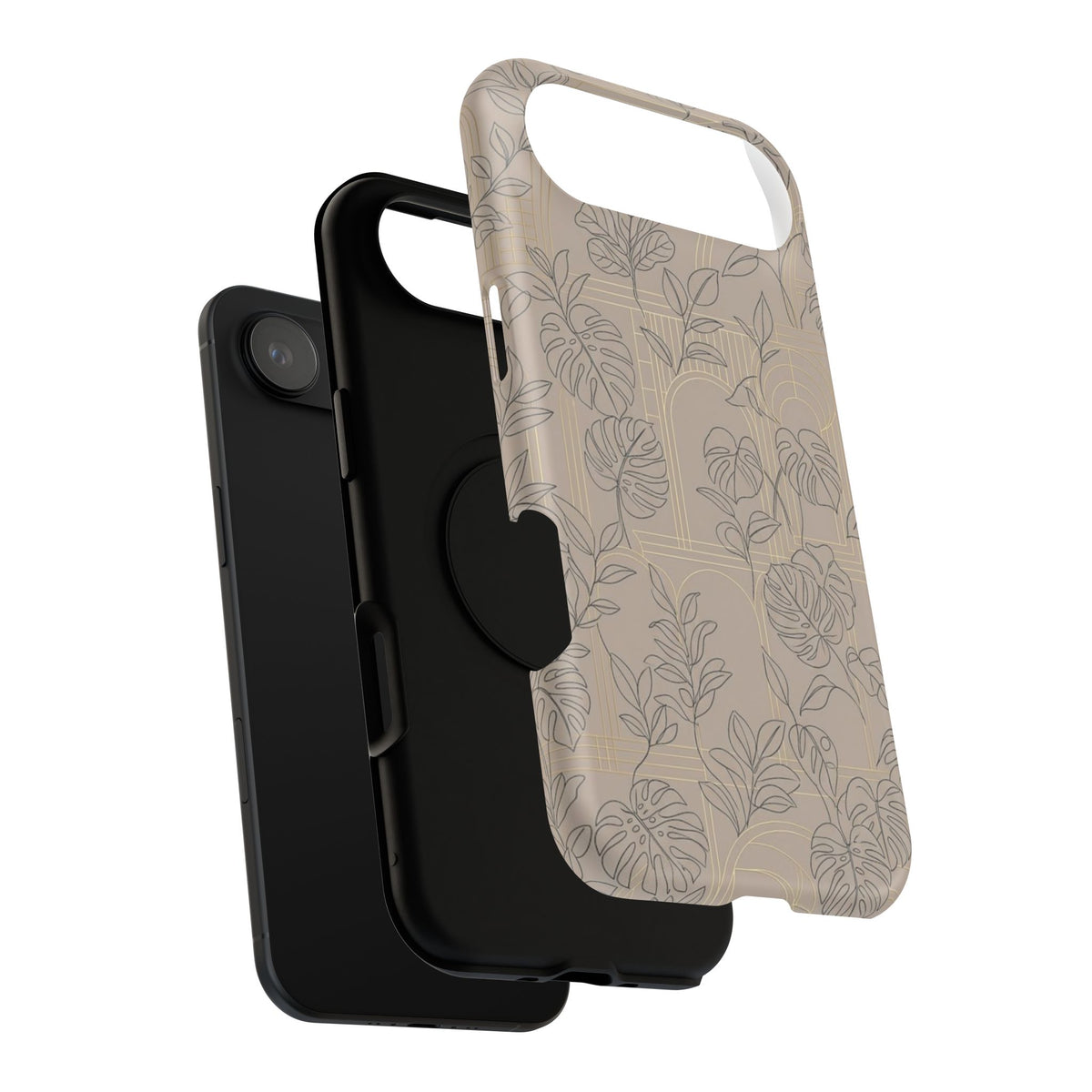 Neutral Leaf Pattern - Impact Resistant Phone Case