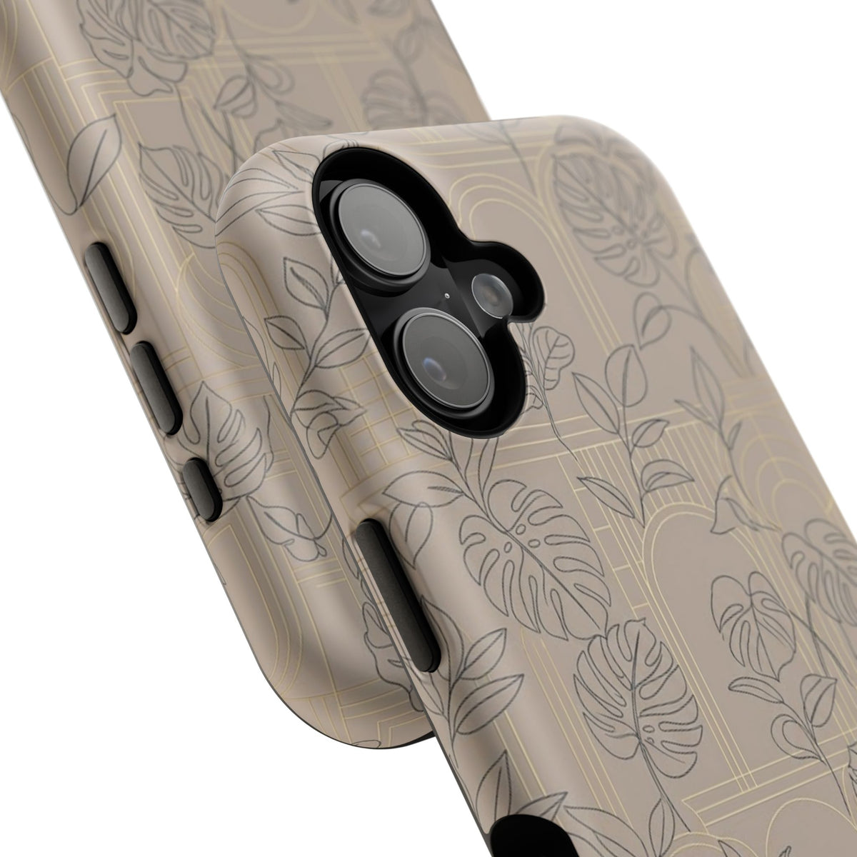 Neutral Leaf Pattern - Impact Resistant Phone Case