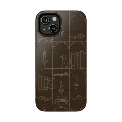 Vintage Library Books & Candle Pattern - Impact-Resistant Phone Case