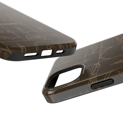 Vintage Library Books & Candle Pattern - Impact-Resistant Phone Case