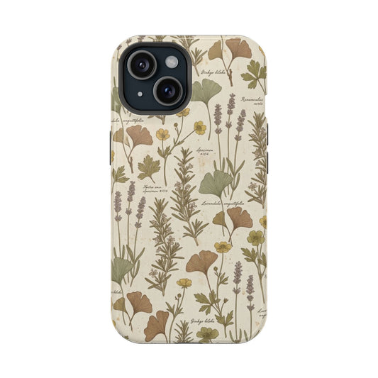 Vintage Herb Floral Pattern - Impact Resistant Phone Case