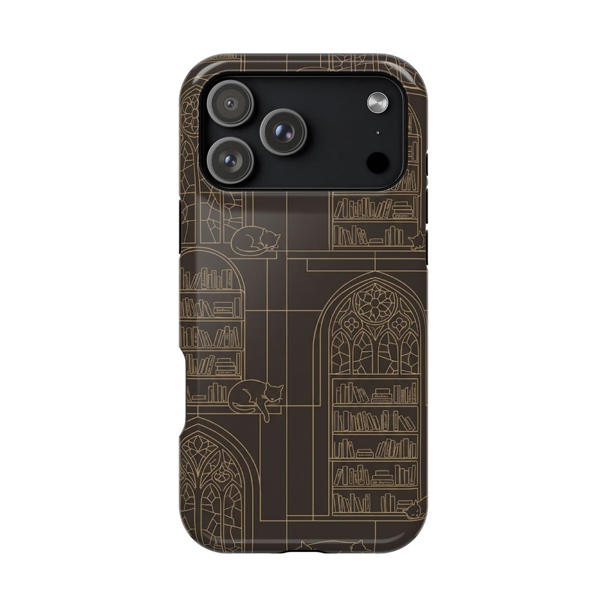 Cat Library Bookshelf Phone Case