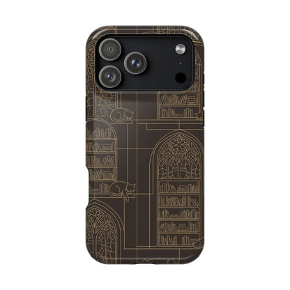 Cat Library Bookshelf Phone Case