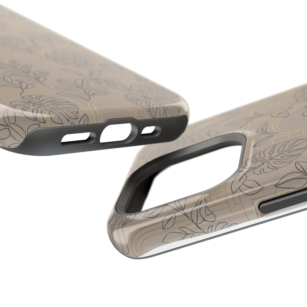 Neutral Leaf Pattern - Impact Resistant Phone Case