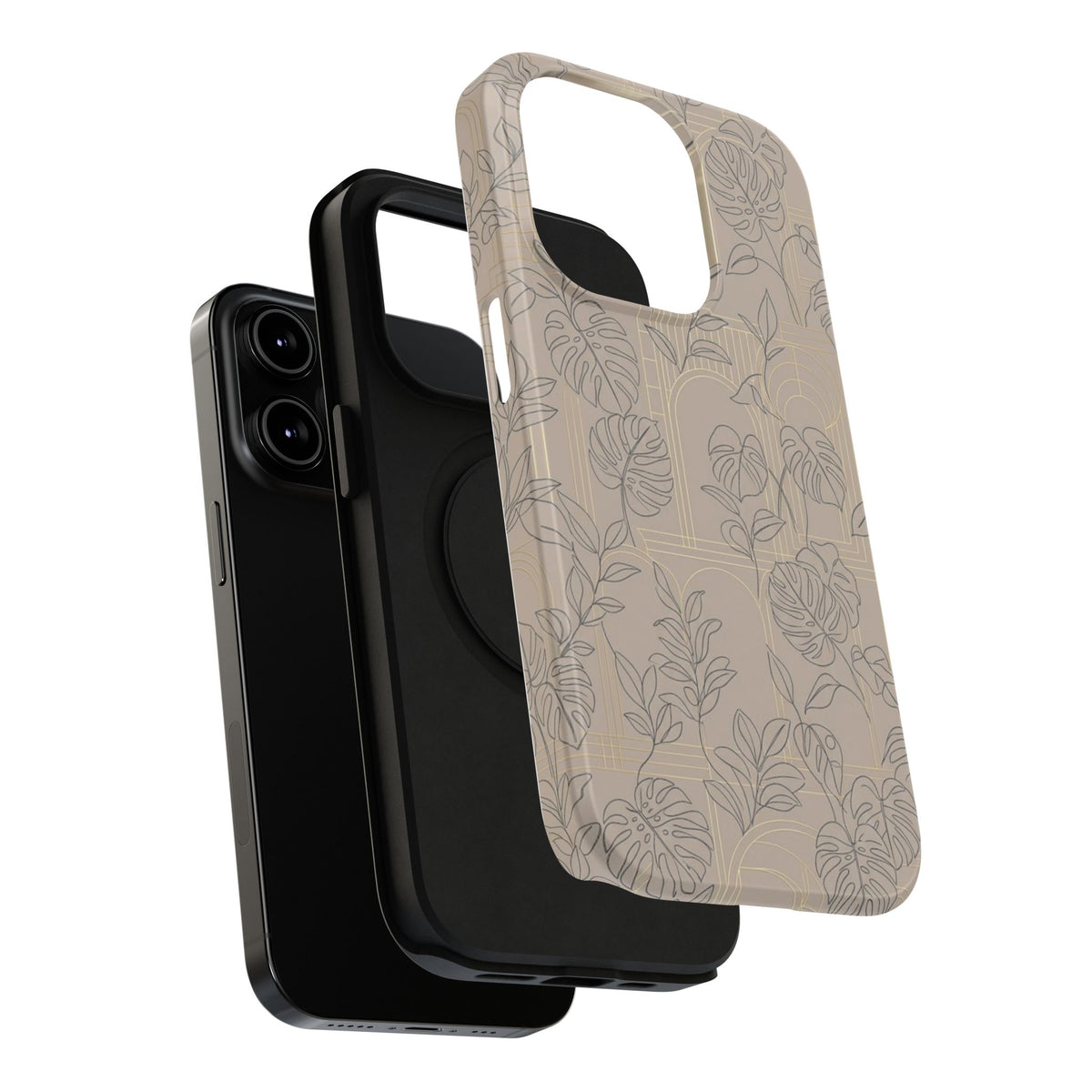 Neutral Leaf Pattern - Impact Resistant Phone Case