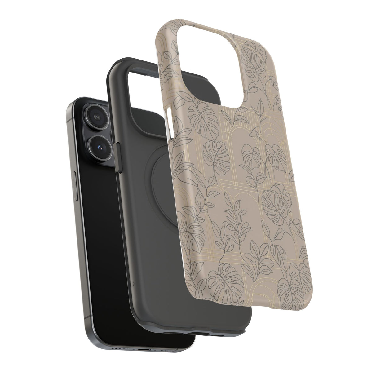 Neutral Leaf Pattern - Impact Resistant Phone Case