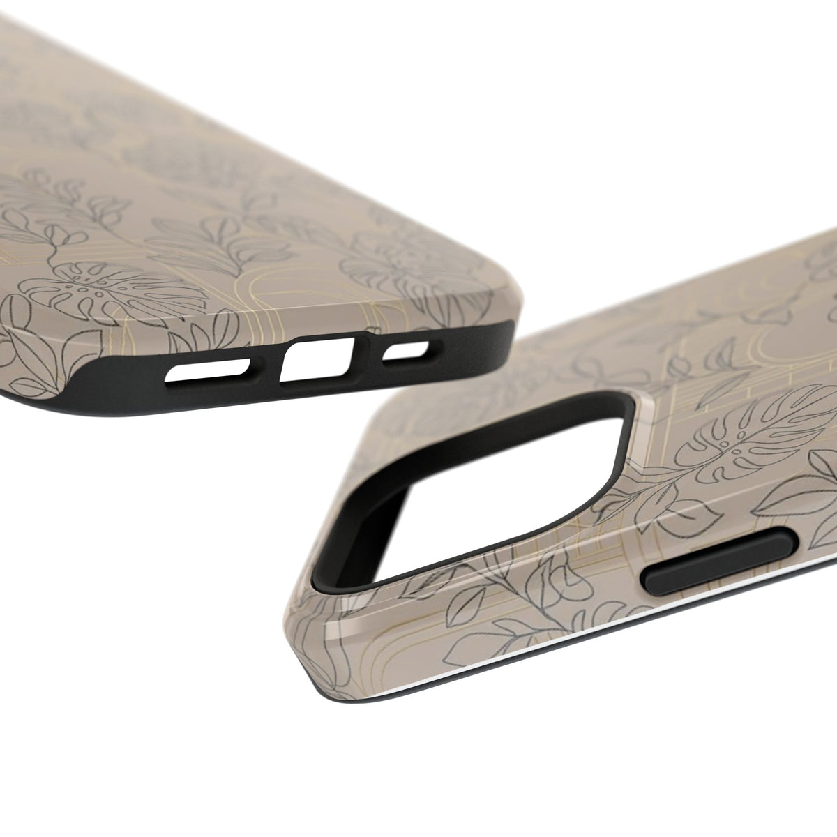 Neutral Leaf Pattern - Impact Resistant Phone Case