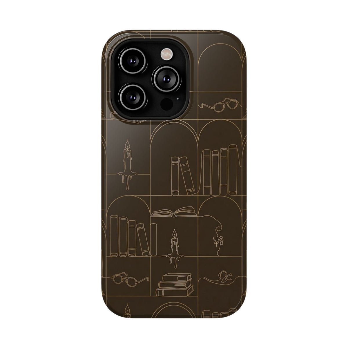 Vintage Library Books & Candle Pattern - Impact-Resistant Phone Case