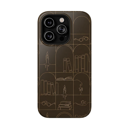 Vintage Library Books & Candle Pattern - Impact-Resistant Phone Case