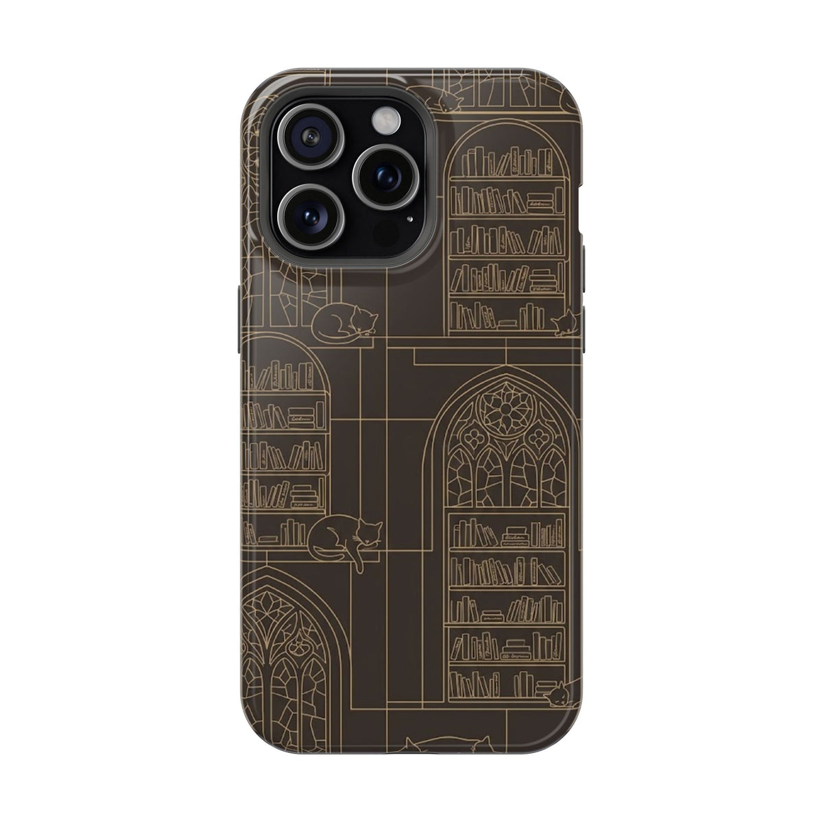 Cat Library Bookshelf Phone Case