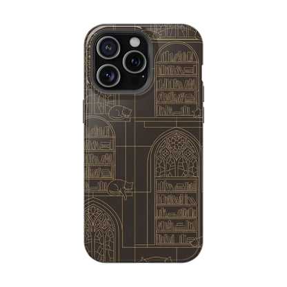 Cat Library Bookshelf Phone Case
