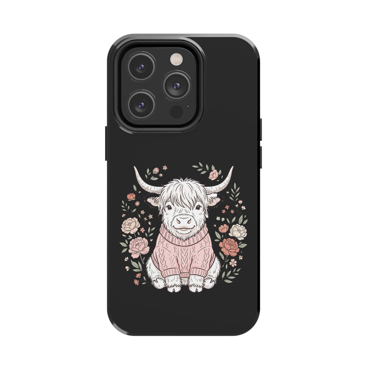 Highland Cow Floral Tough Phone Case