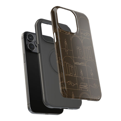 Vintage Library Books & Candle Pattern - Impact-Resistant Phone Case