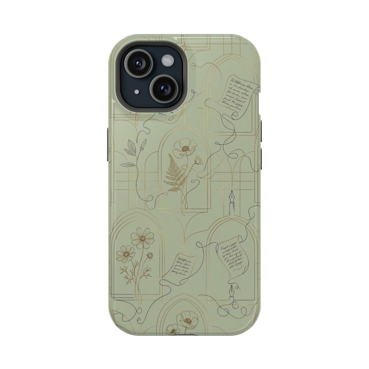 Vintage Botanical Script Design - Impact Resistant Phone Case