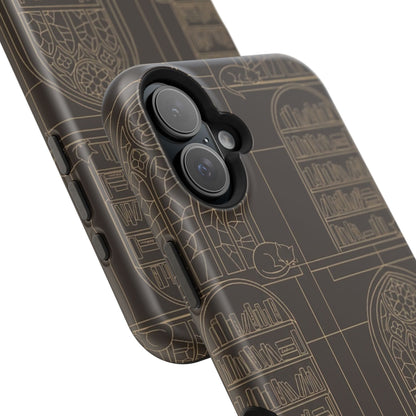 Cat Library Bookshelf Phone Case