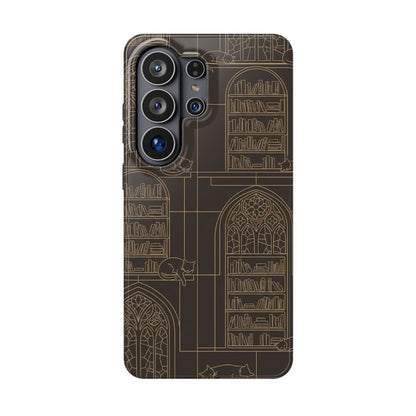 Cat Library Bookshelf Phone Case