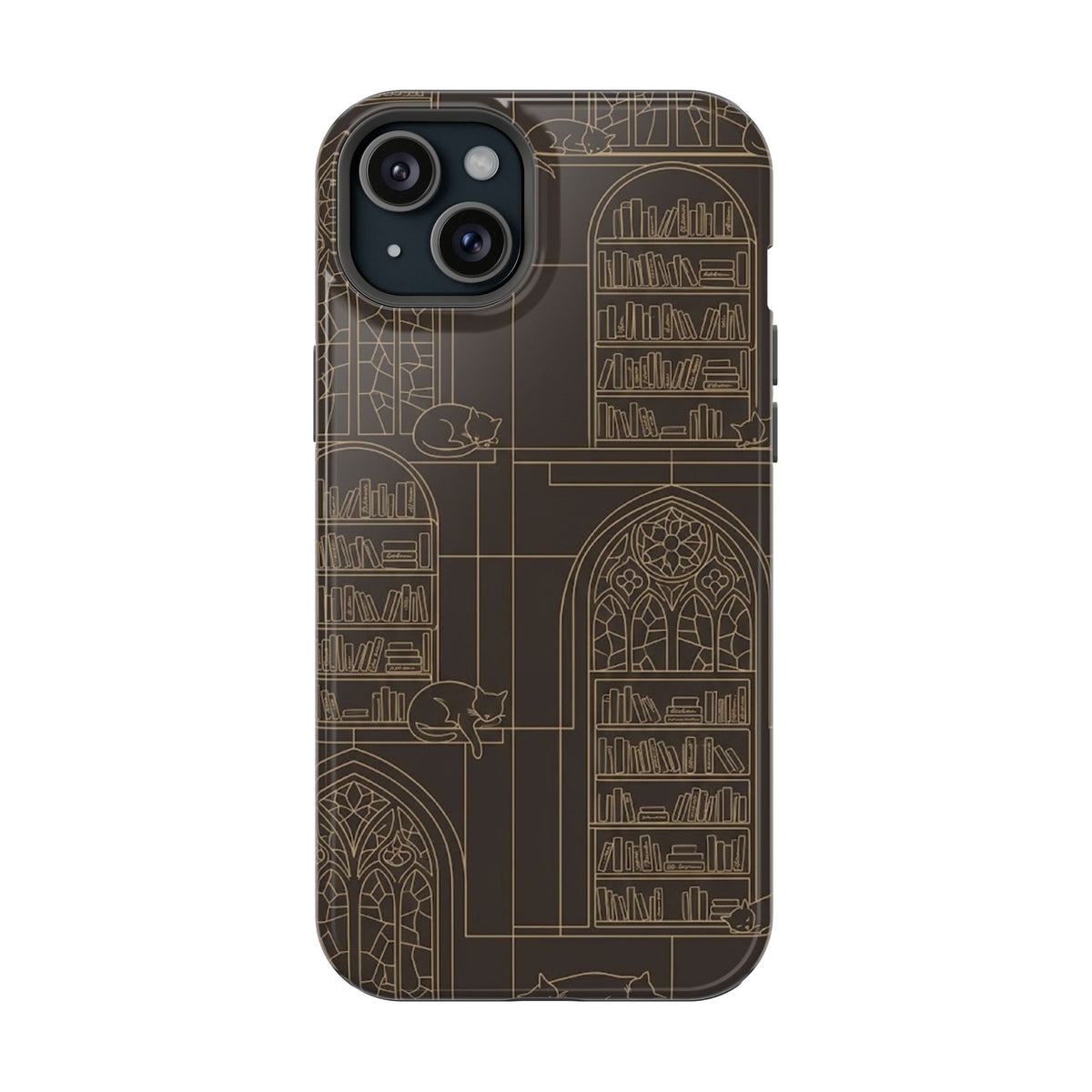Cat Library Bookshelf Phone Case