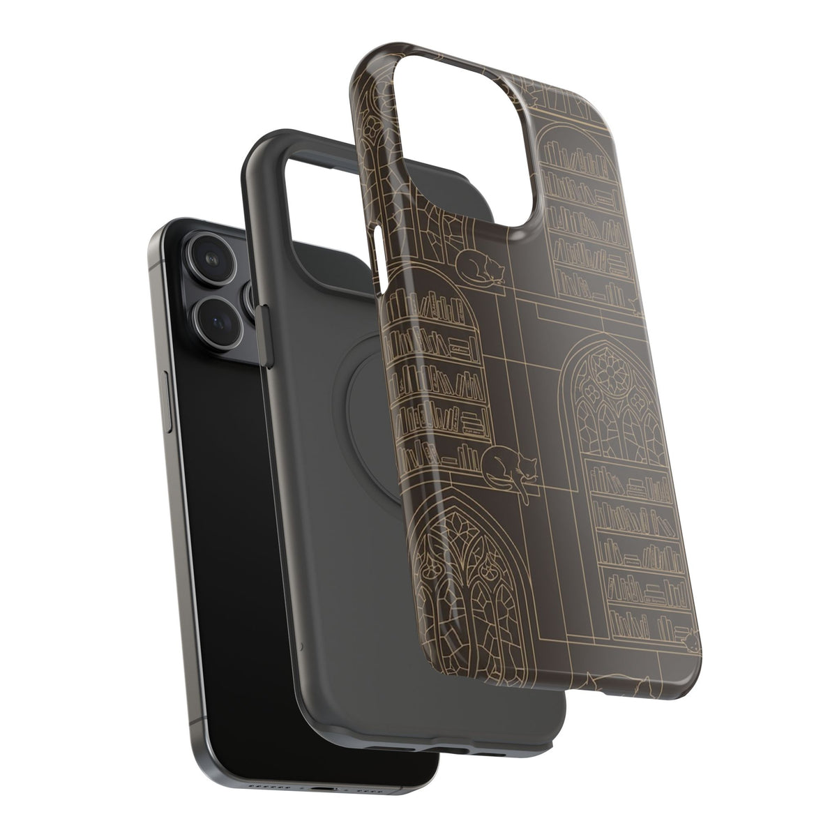 Cat Library Bookshelf Phone Case