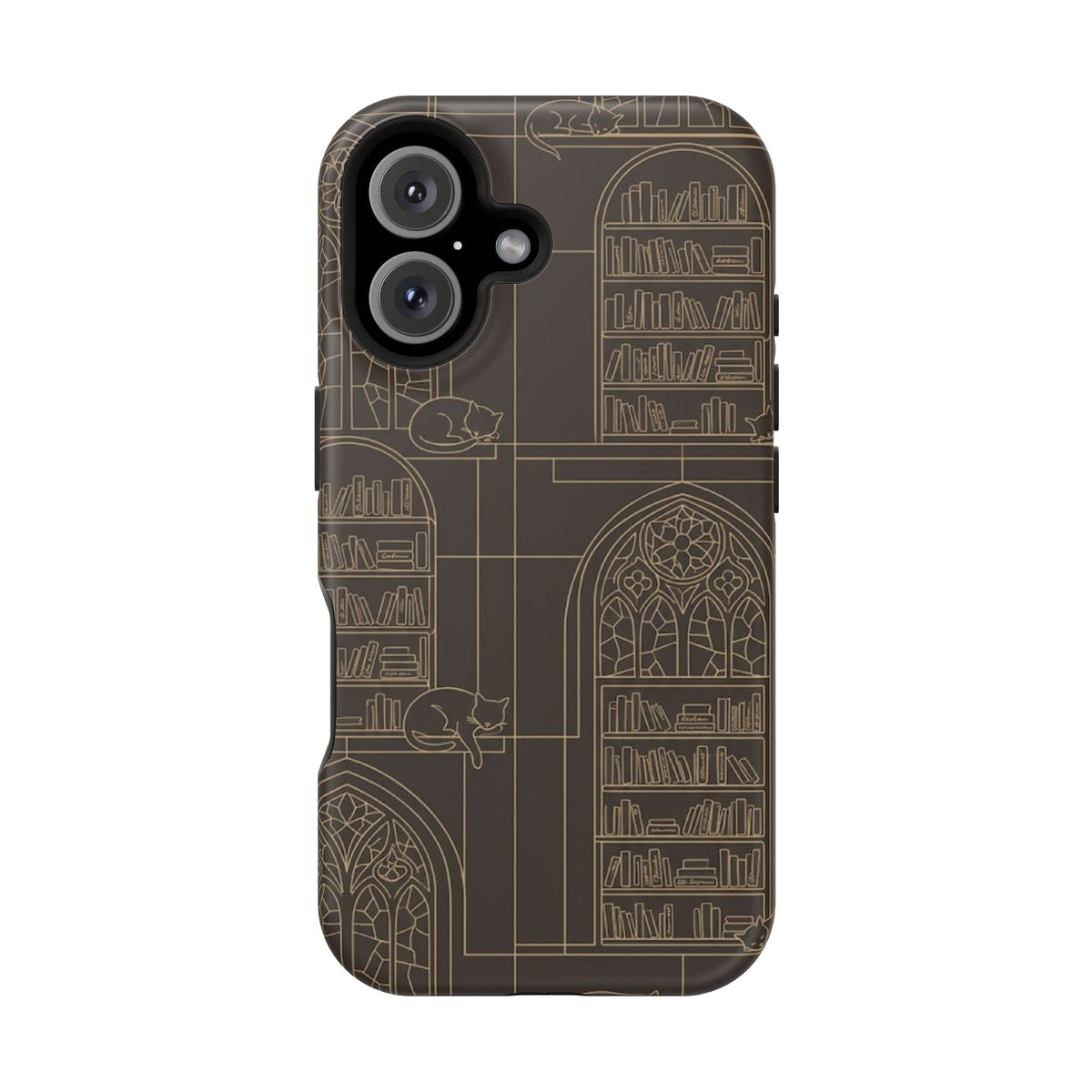 Cat Library Bookshelf Phone Case