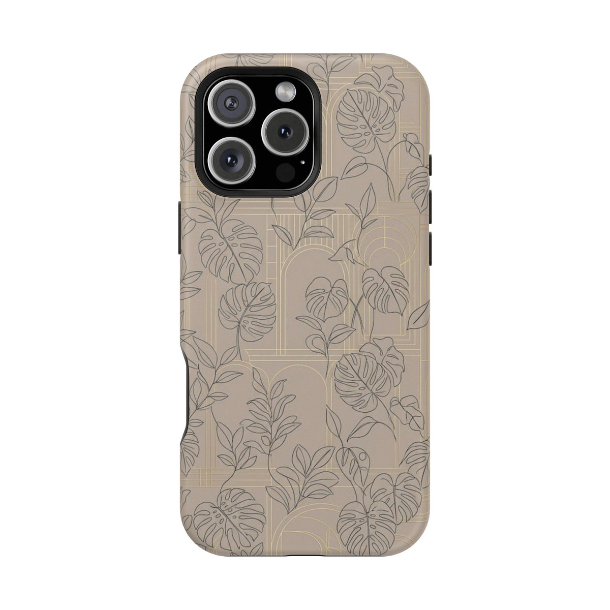 Neutral Leaf Pattern - Impact Resistant Phone Case