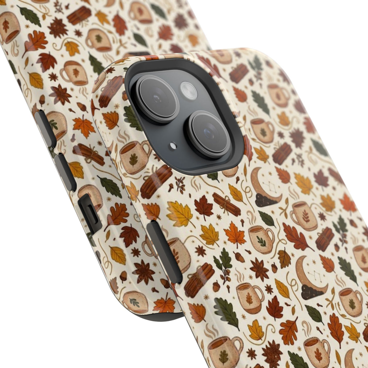 Autumn Woodland Phone Case — Fall Leaves & Fox Pattern Impact-Resistant Case