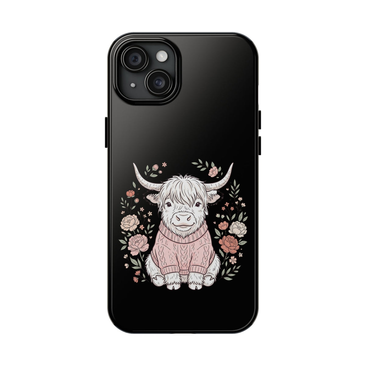 Highland Cow Floral Tough Phone Case