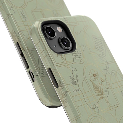 Vintage Botanical Script Design - Impact Resistant Phone Case