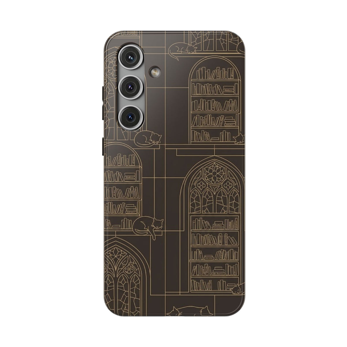 Cat Library Bookshelf Phone Case