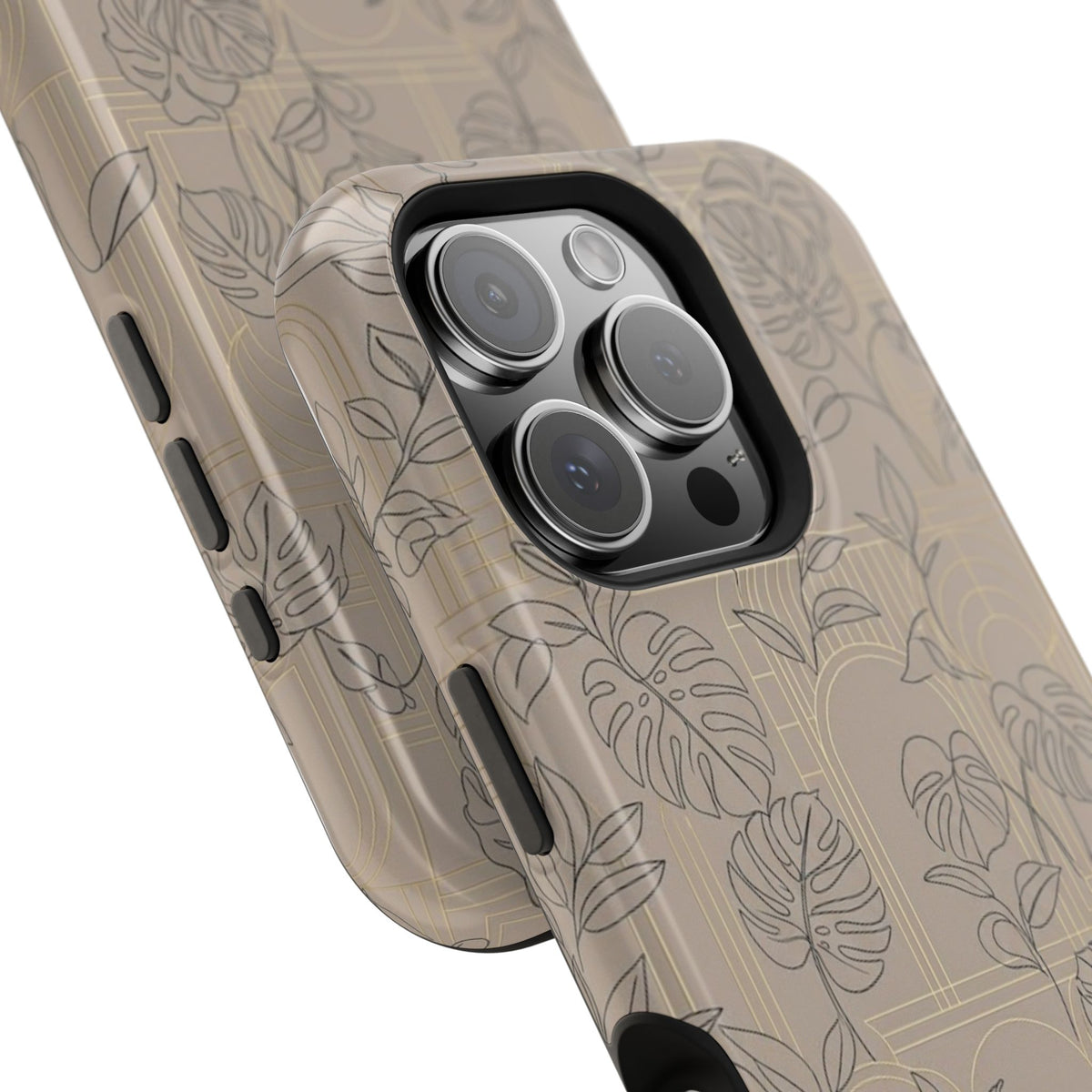 Neutral Leaf Pattern - Impact Resistant Phone Case