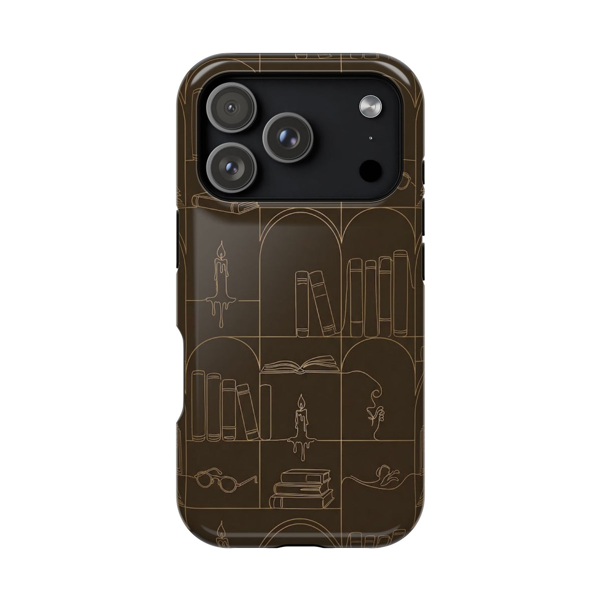 Vintage Library Books & Candle Pattern - Impact-Resistant Phone Case