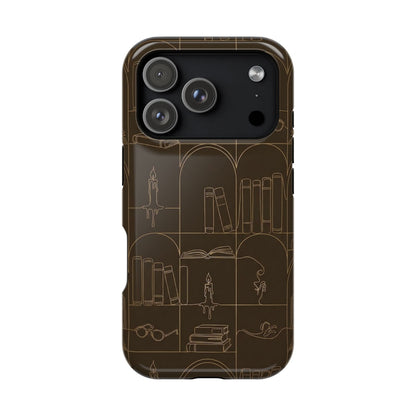 Vintage Library Books & Candle Pattern - Impact-Resistant Phone Case