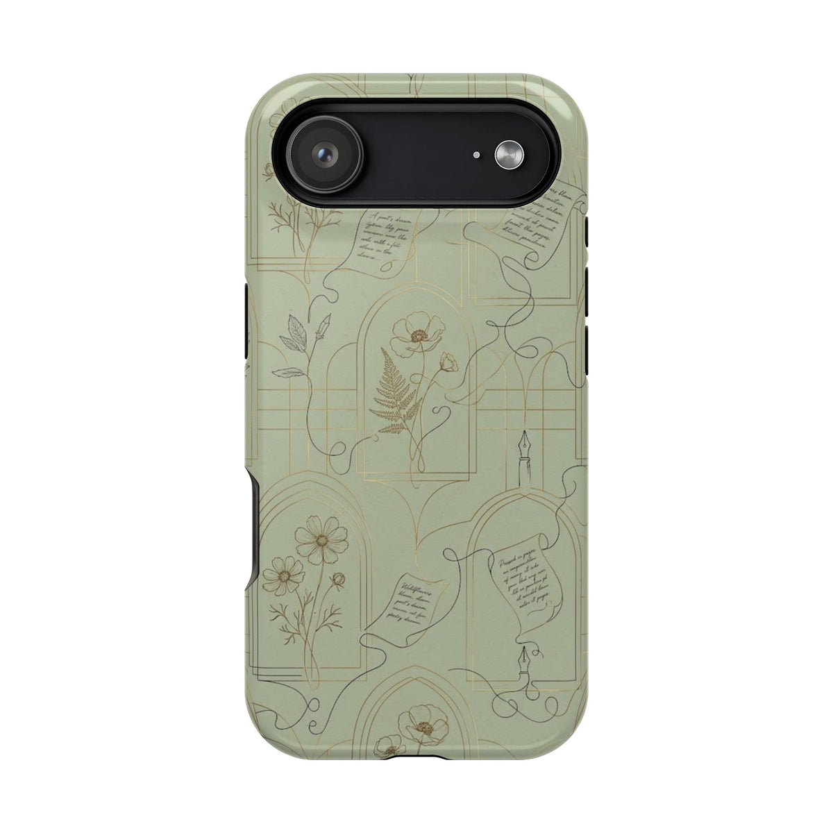 Vintage Botanical Script Design - Impact Resistant Phone Case