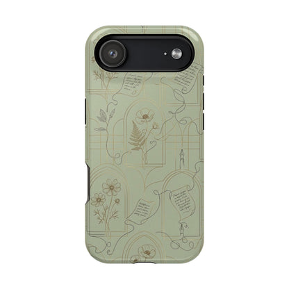 Vintage Botanical Script Design - Impact Resistant Phone Case