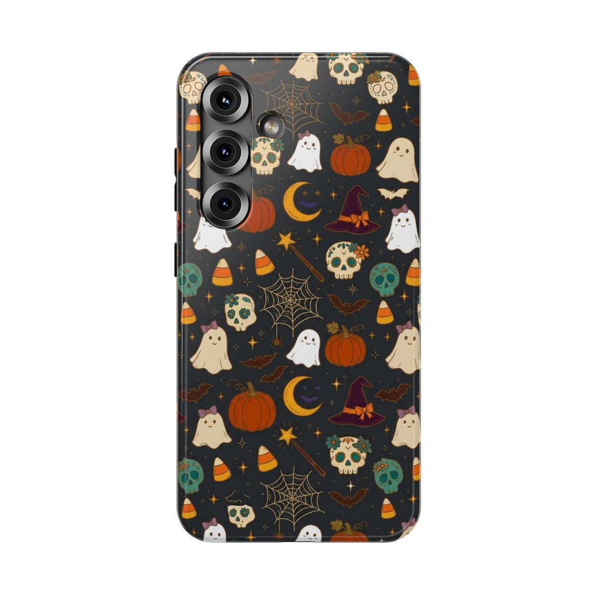 Ghosts, Pumpkins & Skulls Pattern - Impact Resistant Phone Case