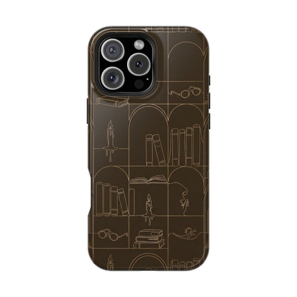 Vintage Library Books & Candle Pattern - Impact-Resistant Phone Case