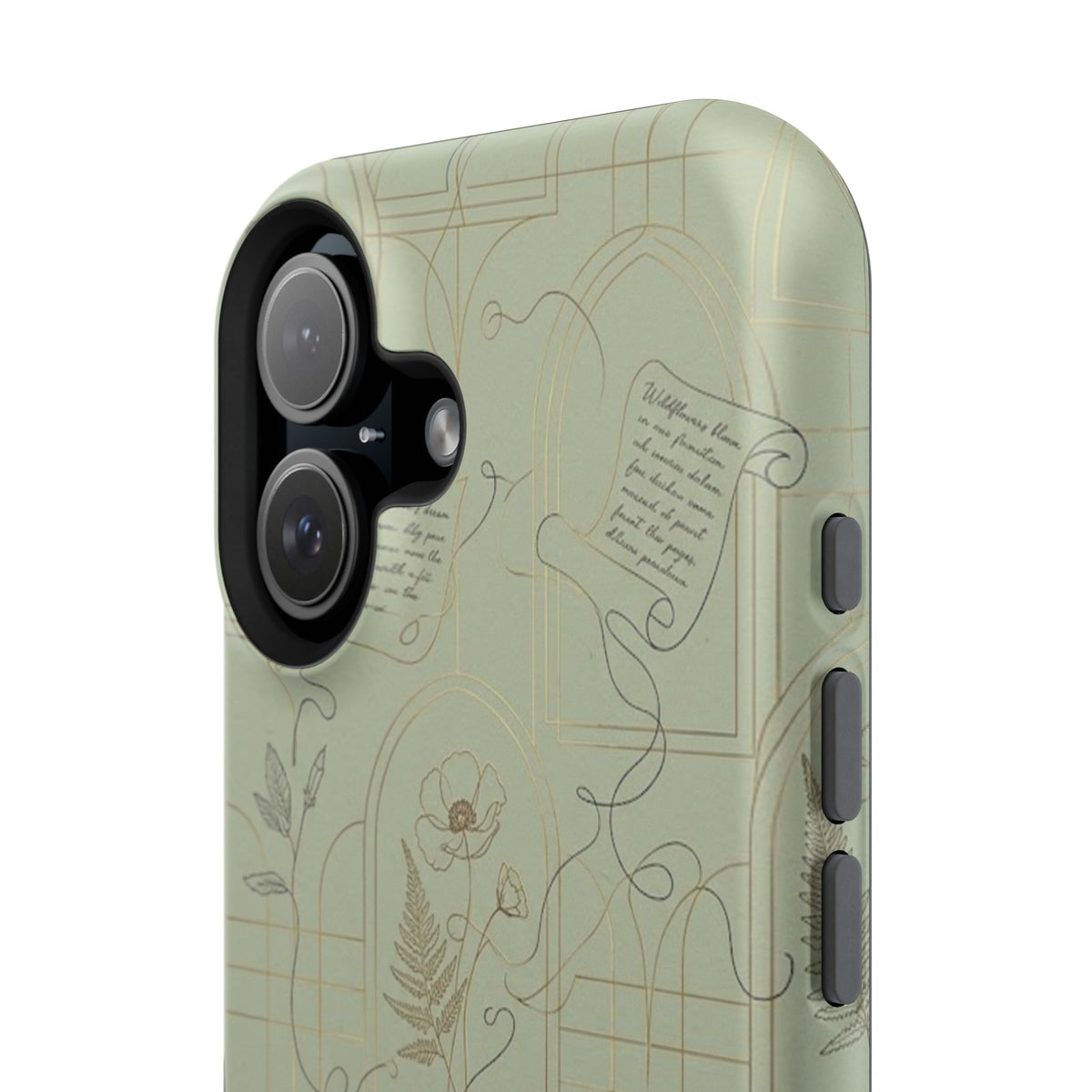 Vintage Botanical Script Design - Impact Resistant Phone Case