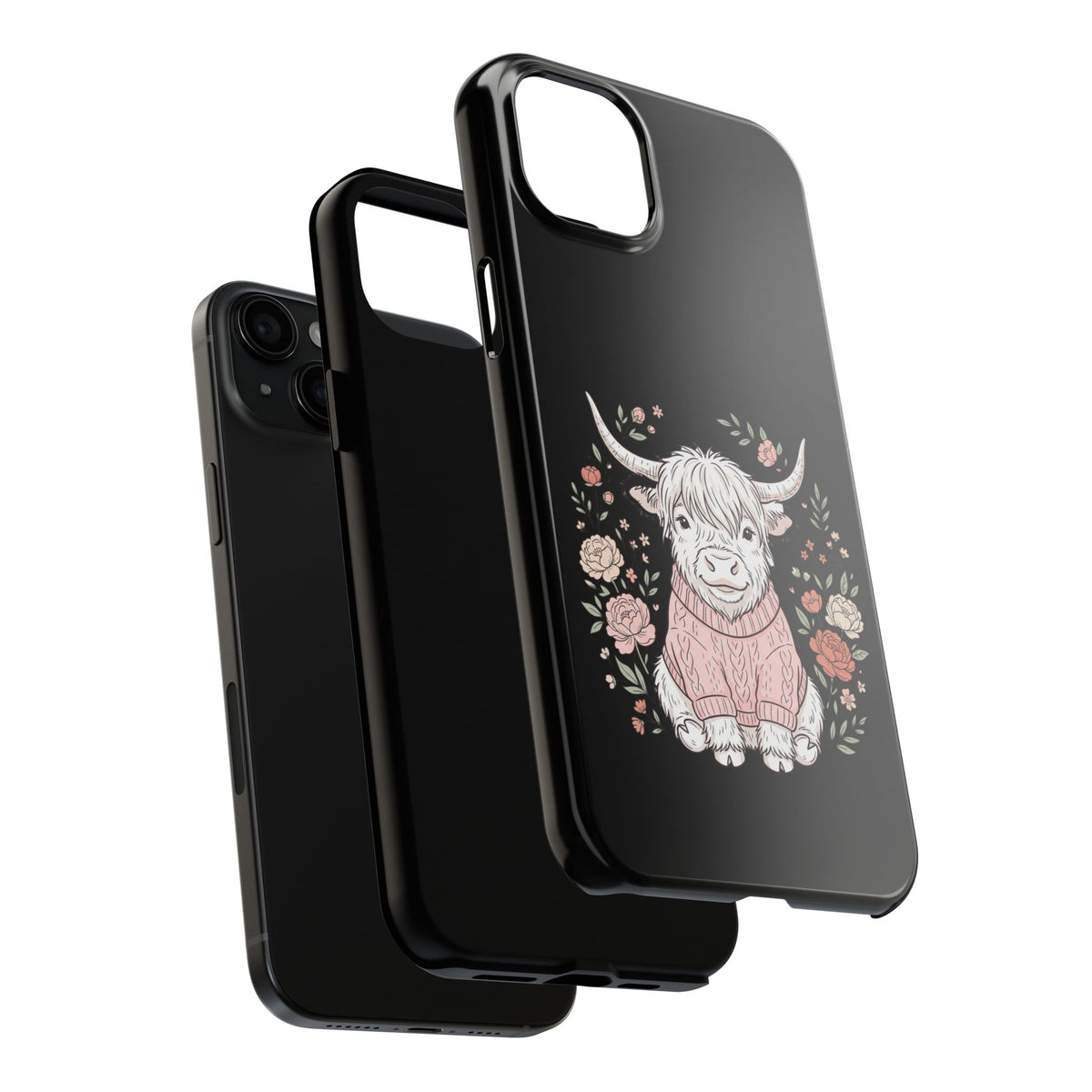 Highland Cow Floral Tough Phone Case