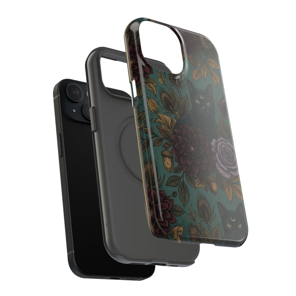 Botanical Black Cat - Impact Resistant Phone Case