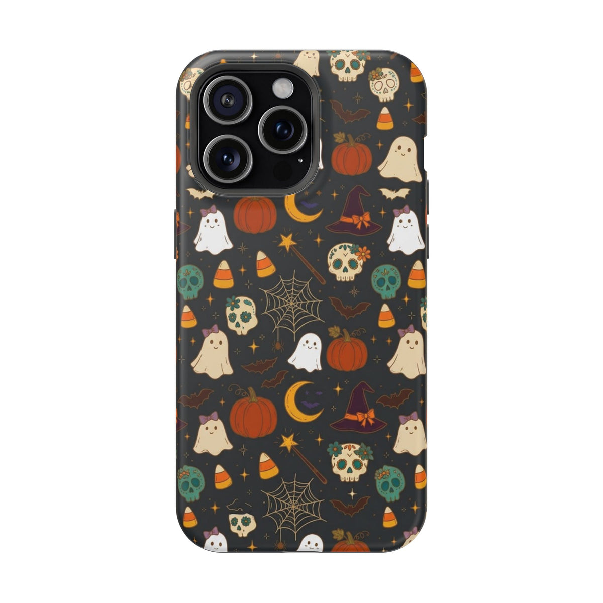 Ghosts, Pumpkins & Skulls Pattern - Impact Resistant Phone Case